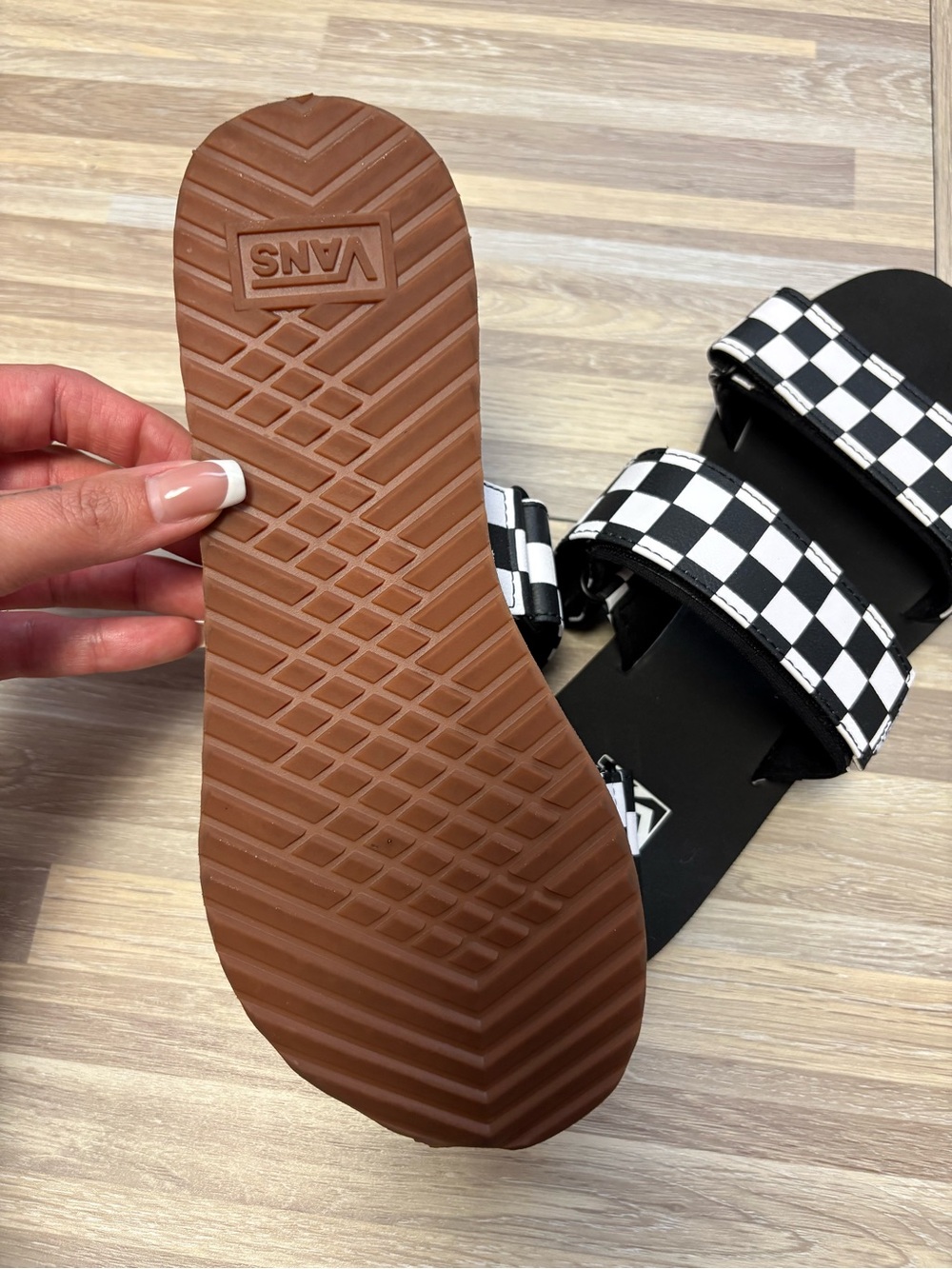Vans Black and White Checkerboard Slide Sandals - Picture 4 of 4